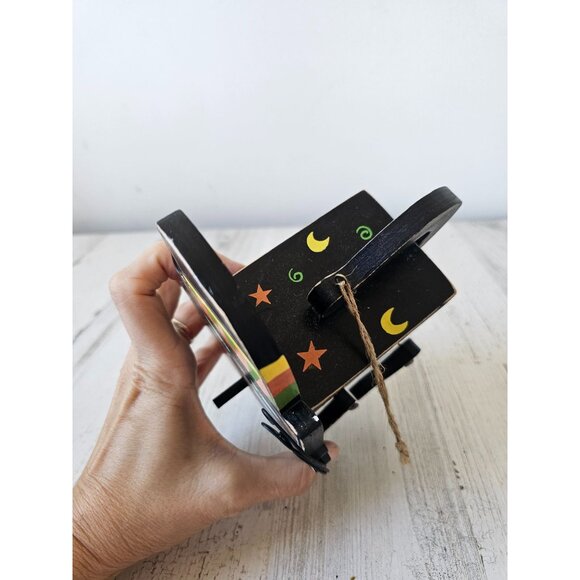 Mini cat birdhouse Halloween unique decor wooden jointed shabby chic hanging - Picture 9 of 14